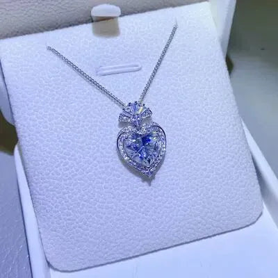 3 Carat Moissanite 925 Sterling Silver Heart Pendant Necklace Moissanite - Tophatter Daily Deals